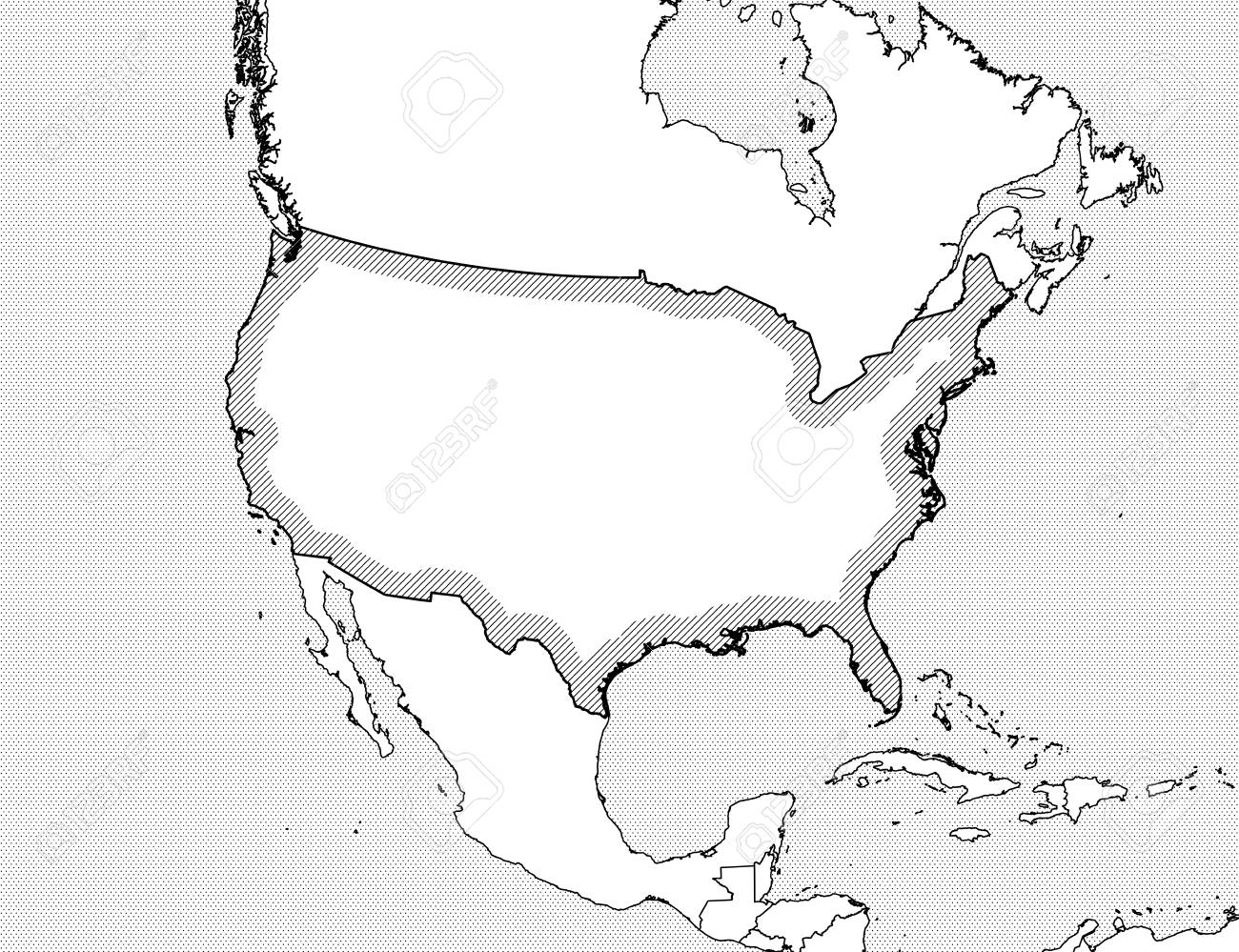 Mapa De Mexico Y Estados Unidos En Blanco Y Negro