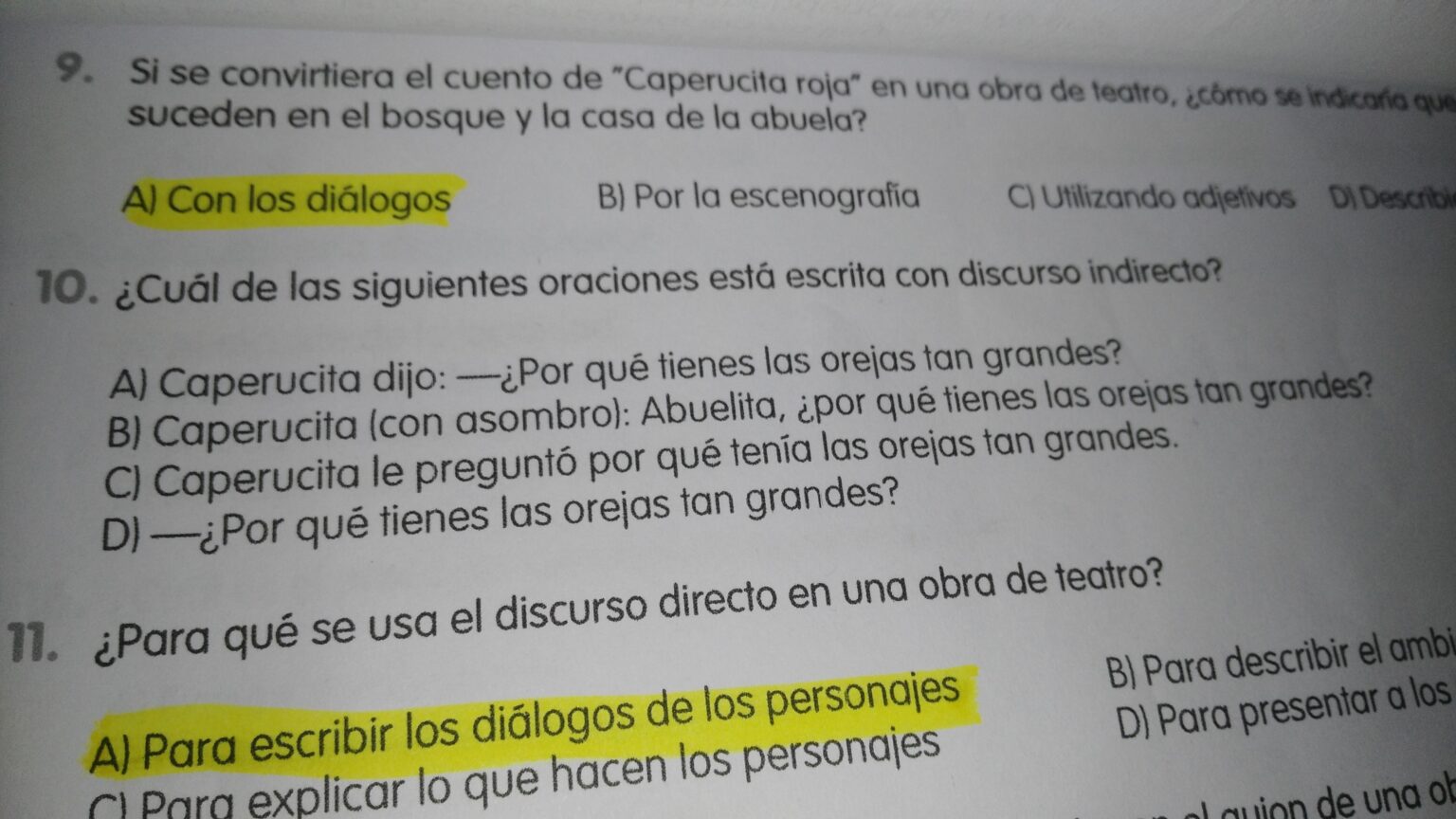 Cual de los siguientes enunciados se utiliza el discurso directo Cual de los siguientes enunciados se utiliza el discurso directo